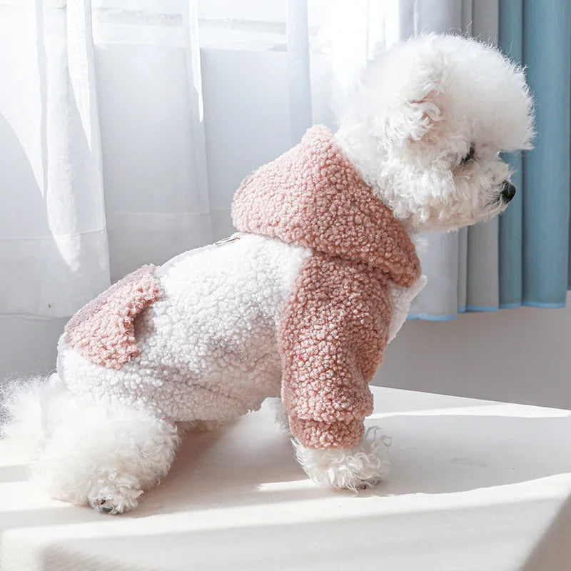 Berber Fleece Dog Hoodie – Winter Warm Pet Sweater with Buckle